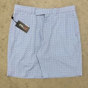 RLX Ralph Lauren Shorts Mens 34 Blue 9" Geometric Print Golf Performance Stretch